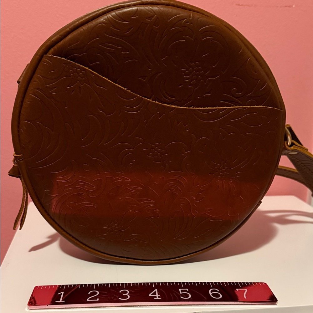 Elegant Brown Embossed Round Bag